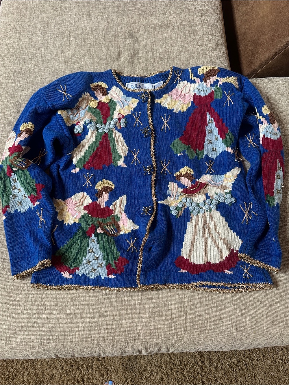 Belle Pointe vintage 90 80s blue angels holiday ugly sweater win Christmas Small